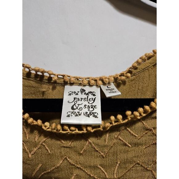 Parsley & Sage Asymmetrical Tunic Top Sweater Artsy Art Textured Women's L Brown - Picture 7 of 8